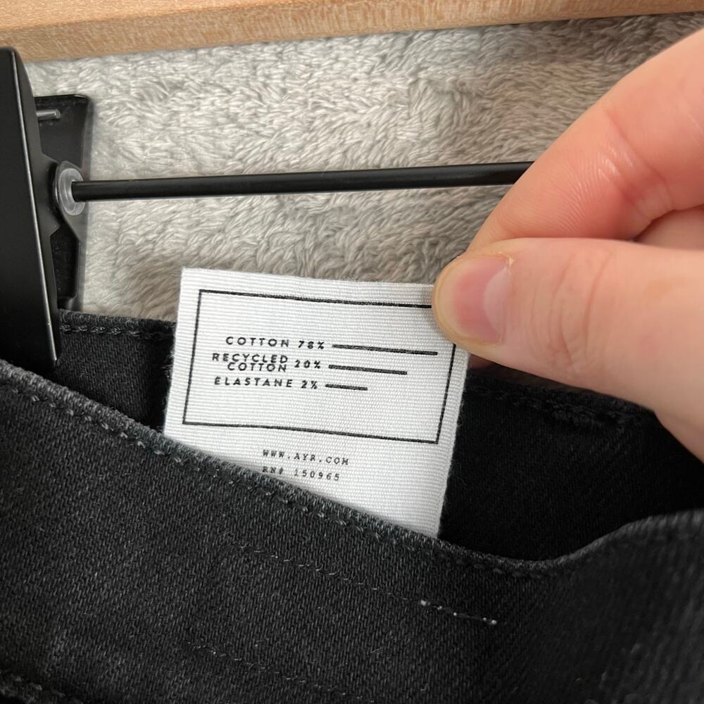 AYR Slim Straight Jeans Nox Black Wash Size 25 Classic Minimalist Preppy Cotton - Picture 2 of 6